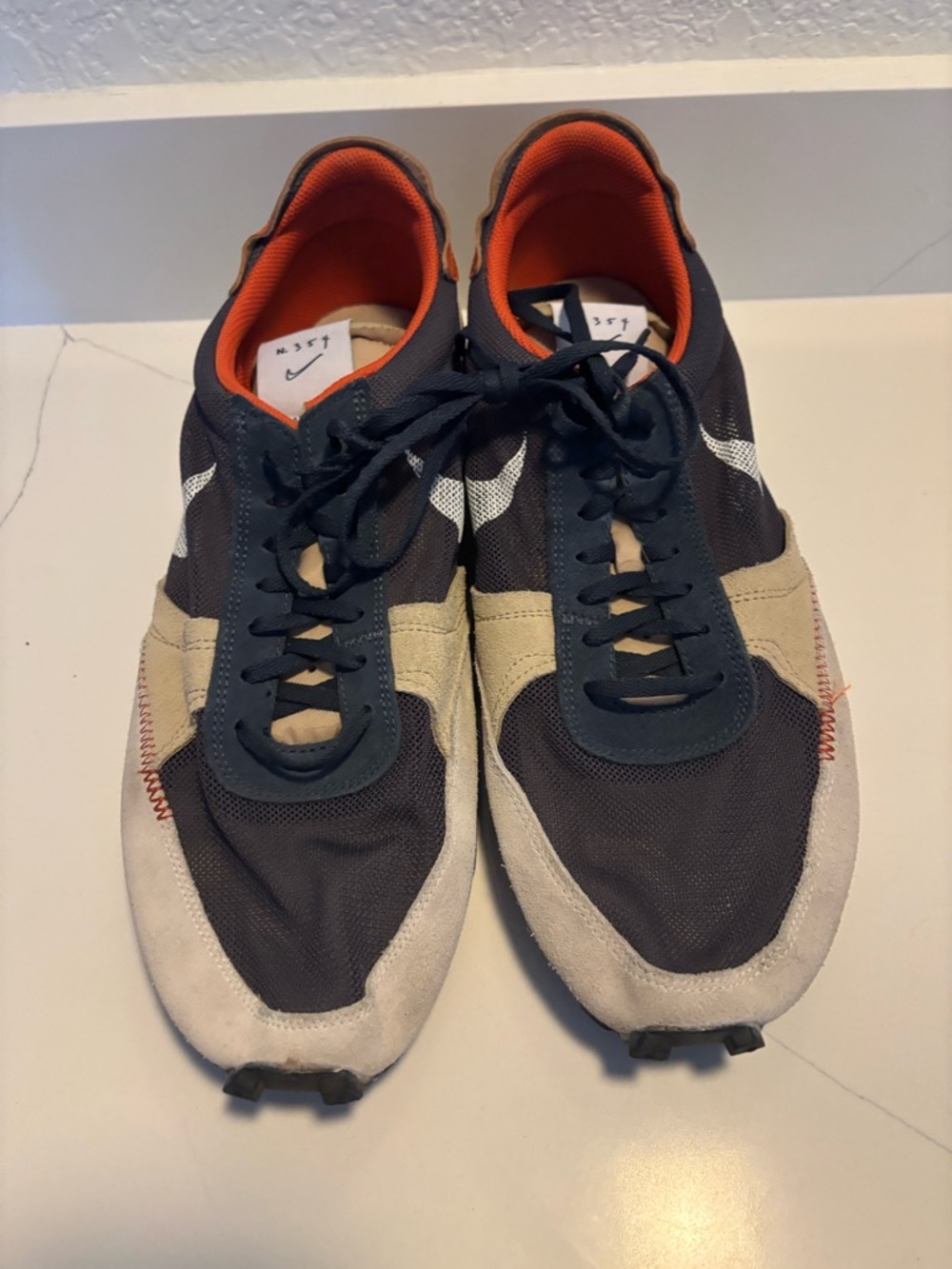Nike Daybreak Dark Navy, Beige & Orange Retro Runner Sneakers